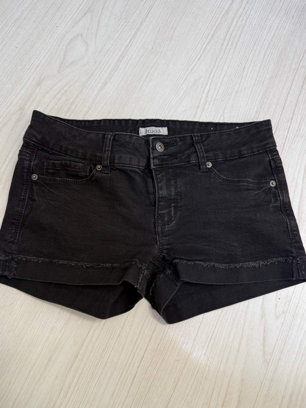 Mudd Black Denim Shorts with Frayed Hem